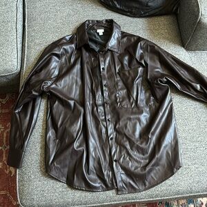 Faux Leather Shacket